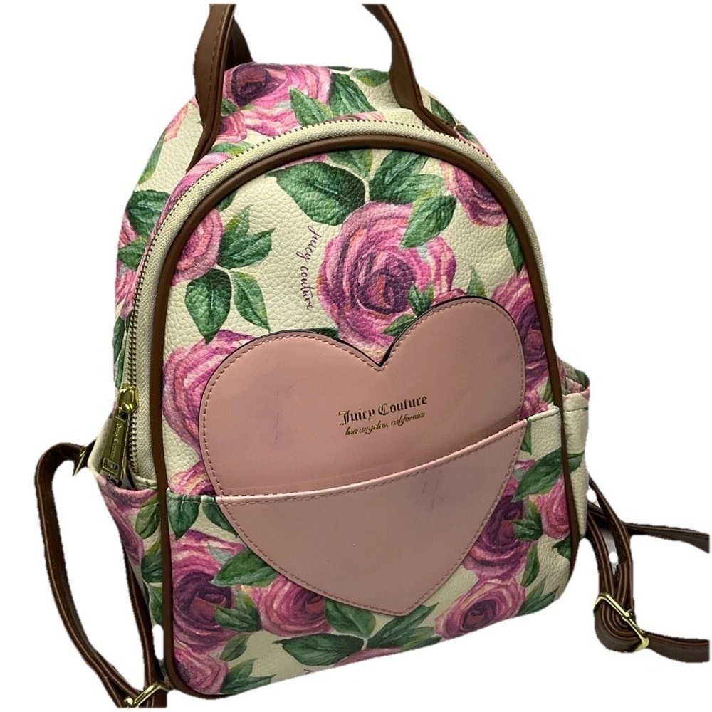 Juicy Couture Whole‎ Lotta Love Mini Backpack Moody Garden Cream Floral Roses